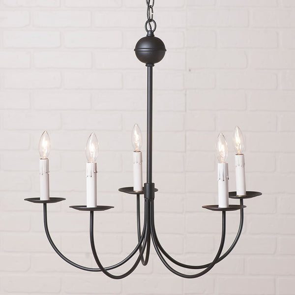 Country LightingLARGE 5 Arm WESTFORD IRON CHANDELIER Handcrafted Primitive Colonial Light - 2 FinishescandelabracandleSaving Shepherd