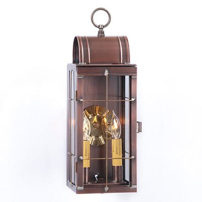 Country Lighting2 CANDLE COLONIAL LANTERN SCONCE Handcrafted in Weathered Brass & Antique Copperantique coppercandleSaving Shepherd