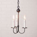 Country LightingSMALL WESTFORD 3 Arm IRON CHANDELIER Handcrafted Colonial Light - 2 FinishesCandlecandlesSaving Shepherd