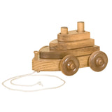 BOAT PULL TOY - Solid Wood with Stacking Hand-Eye Coordination Blocks
