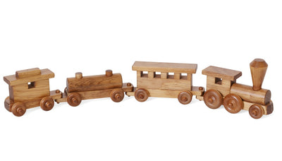 2' TOY TRAIN - Choo Choo Engine Cars & Caboose Handmade Wood Toy