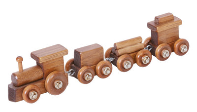 TOY TRAIN - Engine 2 Cars and Caboose Handmade Wood Toy USA