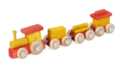 TOY TRAIN - Engine 2 Cars and Caboose Handmade Wood Toy USA