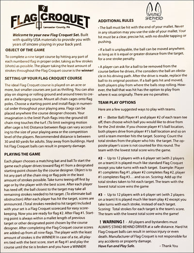 CroquetFLAG CROQUET SET & CADDY - 8 Player Unique Disc Golf Lawn Game USAamish croquetcroquetSaving Shepherd