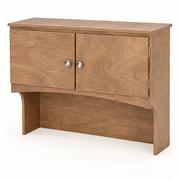 Harvest wooden hood cabinet for a children's play kitchen, shown separately.
