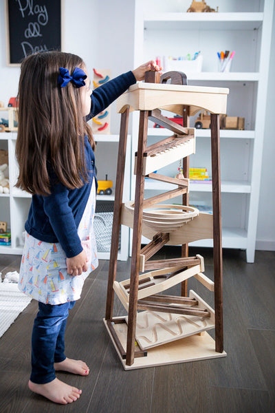 Wooden & Handcrafted Toys40" MARBLE PYRAMID - Large Walnut & Maple Maze Toy with Glass MarbleschildrenchildrensSaving Shepherd