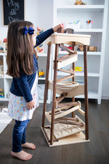 Wooden & Handcrafted Toys40" MARBLE PYRAMID - Large White & Natural Maze Toy with Glass MarbleschildrenchildrensSaving Shepherd