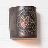 Country LightingPUNCHED TIN SCONCE LIGHT Handcrafted Chisel Pattern Wall Lamp in KETTLE BLACKlightpunched tinSaving Shepherd
