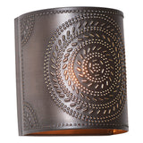Country LightingPUNCHED TIN SCONCE LIGHT Handcrafted Chisel Pattern Wall Lamp in KETTLE BLACKlightpunched tinSaving Shepherd
