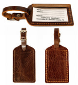 LEATHER LUGGAGE TAG - Amish Handcrafted Full-Grain Travel Bag ID