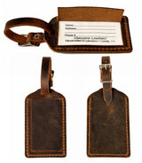 LEATHER LUGGAGE TAG - Amish Handcrafted Full-Grain Travel Bag ID