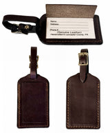 LEATHER LUGGAGE TAG - Amish Handcrafted Full-Grain Travel Bag ID