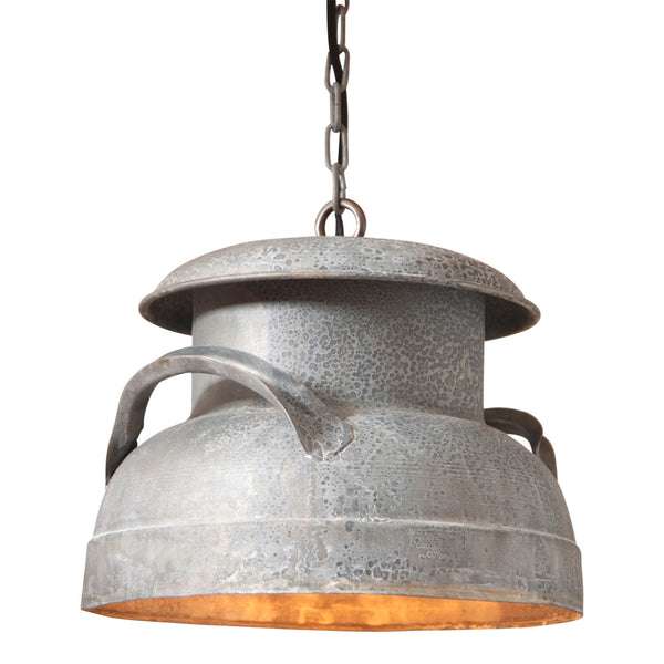 Country LightingMilk Can Pendant Hanging Light in Weathered Zinc Finishaccentaccent lightSaving Shepherd