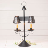 STUDENT LIGHT with PUNCHED TIN SHADES - Smokey Black Desk Lamp