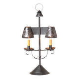 STUDENT LIGHT with PUNCHED TIN SHADES - Smokey Black Desk Lamp