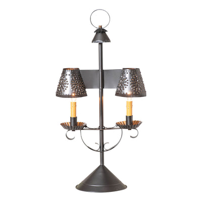 Table LampSTUDENT LIGHT with PUNCHED TIN SHADES - Smokey Black Desk Lampaccent lightaccent lightingSaving Shepherd