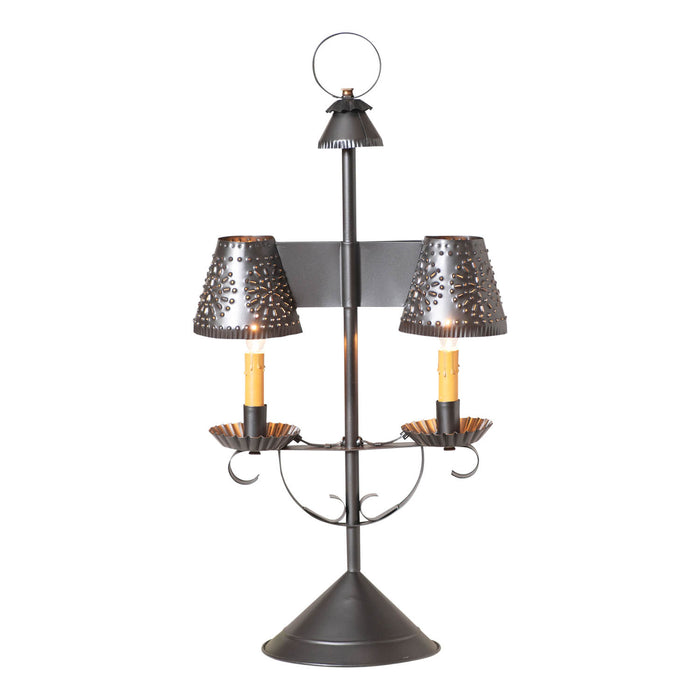 STUDENT LIGHT with PUNCHED TIN SHADES - Smokey Black Desk Lamp