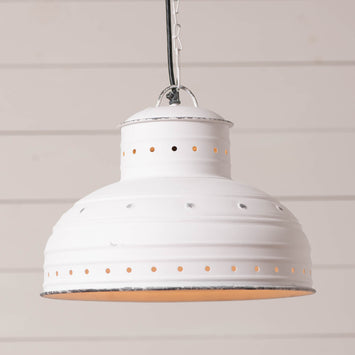 Chandeliers & Ceiling FixturesRETRO BREAKFAST TABLE PENDANT LIGHT in Rustic White Tin Finishaccentaccent lightSaving Shepherd