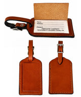 LEATHER LUGGAGE TAG - Amish Handcrafted Full-Grain Travel Bag ID