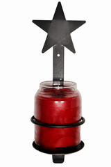 AMISH HAND FORGED STAR SCONCE – Rustic Black Wrought Iron Wall Jar Candle Holder