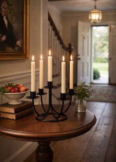 5 CANDLE CANDELABRA - Amish Hand Forged Wrought Iron Table Centerpiece