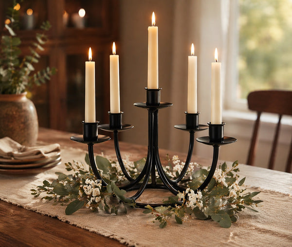 5 CANDLE CANDELABRA - Amish Hand Forged Wrought Iron Table Centerpiece
