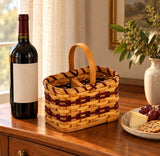 Wine & Cheese wood-splint basket in Burgundy, lifestyle setting