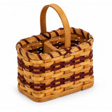Wine & Cheese wood-splint basket in Burgundy, white background
