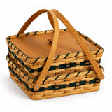 Double Pie wood-splint basket in Hunter Green, white background