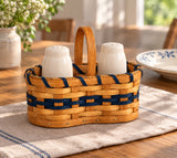 Salt and Pepper wood-splint basket in Navy, lifestyle setting