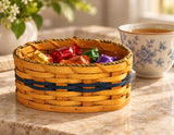 Oval Candy wood-splint basket in Navy, lifestyle setting