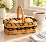 Tiny Basket wood-splint basket in Navy, lifestyle setting