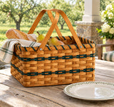 Small Picnic without Lid wood-splint basket in Hunter Green, lifestyle setting