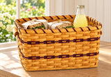 Small Picnic Carry Basket wood-splint basket in Burgundy, lifestyle setting