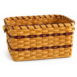 Small Picnic Carry Basket wood-splint basket in Burgundy, white background