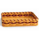Serving Tray wood-splint basket in Burgundy, white background