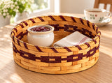 8 Inch Lazy Susan wood-splint basket in Burgundy, lifestyle setting