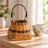 Medium Amy wood-splint basket in Hunter and Burgundy, lifestyle setting