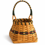 Medium Amy wood-splint basket in Hunter and Burgundy, white background