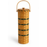 4 Roll Toilet Paper Holder wood-splint basket in Hunter Green, white background