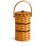 2 Roll Toilet Paper Holder wood-splint basket in Hunter and Burgundy, white background