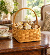 6 Inch Square Candy Basket wood-splint basket in Plain, lifestyle setting