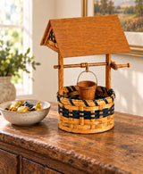 Wishing Well wood-splint basket in Navy, lifestyle setting