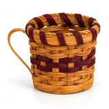 Cup wood-splint basket in Burgundy, white background