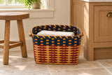 Extra Small Laundry wood-splint basket in Flag (red, blue, and plain weaving), lifestyle setting
