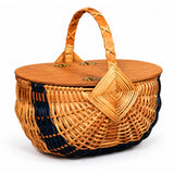 Picnic with Hinged Lids wood-splint basket in Navy, white background