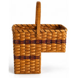 Large Step Basket wood-splint basket in Burgundy, white background