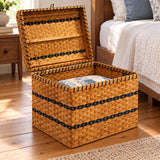 Large Chest wood-splint basket in Navy, lifestyle setting