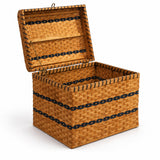 Large Chest wood-splint basket in Navy, white background