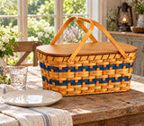 Medium Picnic with Tray wood-splint basket in Navy, lifestyle setting